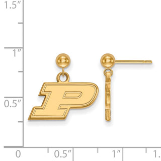 14k Gold LogoArt Purdue University Letter P Dangle Ball Post Earrings