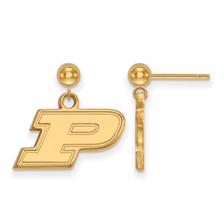 14k Gold LogoArt Purdue University Letter P Dangle Ball Post Earrings