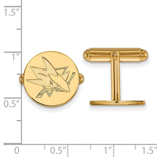 Sterling Silver Gold-plated NHL LogoArt San Jose Sharks Cuff Links