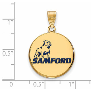 Sterling Silver Gold-plated LogoArt Samford University Large Enameled Disc Pendant