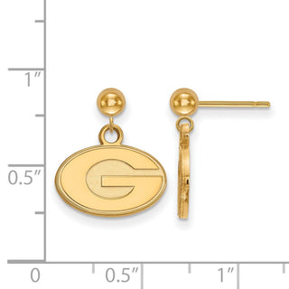 Sterling Silver Gold-plated LogoArt University of Georgia Letter G Dangle Ball Post Earrings
