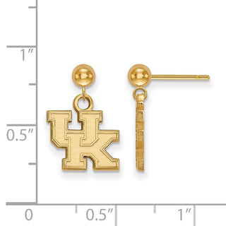 Sterling Silver Gold-plated LogoArt University of Kentucky U-K Dangle Ball Post Earrings