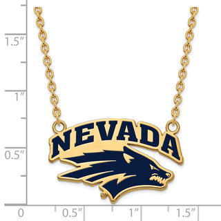 Sterling Silver Gold-plated LogoArt University of Nevada-Reno Large Enameled Pendant 18 inch Necklace
