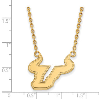 14k Gold LogoArt University of South Florida Bull Large Pendant 18 inch Necklace