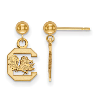 14k Gold LogoArt University of South Carolina Dangle Ball Post Earrings