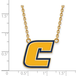 Sterling Silver Gold-plated LogoArt University of Tennessee at Chattanooga Letter C Large Enameled Pendant 18 inch Necklace