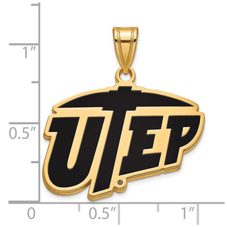Sterling Silver Gold-plated LogoArt University of Texas at El Paso Large Enameled Pendant