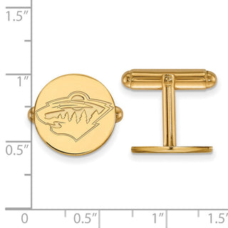 Sterling Silver Gold-plated NHL LogoArt Minnesota Wild Cuff Links