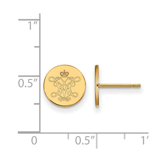 Sterling Silver Gold-plated LogoArt College of William and Mary Extra Small Disc Earrings