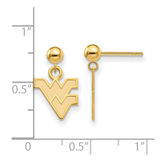 14k Gold LogoArt West Virginia University W-V Dangle Ball Post Earrings
