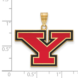 Sterling Silver Gold-plated LogoArt Youngstown State University Letter Y Large Enameled Pendant