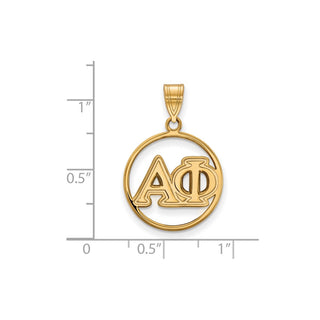Sterling Silver Gold-plated LogoArt Alpha Phi Sorority Greek Letters Medium Circle Pendant
