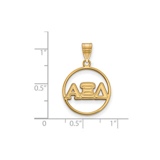 Sterling Silver Gold-plated LogoArt Alpha Xi Delta Sorority Greek Letters Medium Circle Pendant