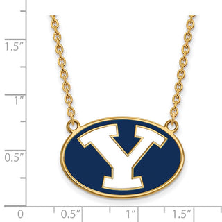 Sterling Silver Gold-plated LogoArt Brigham Young University Letter Y Large Enameled Pendant 18 inch Necklace