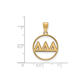 Sterling Silver Gold-plated LogoArt Delta Delta Delta Sorority Greek Letters Medium Circle Pendant