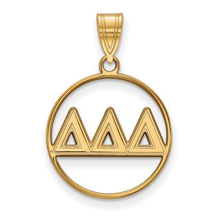 Sterling Silver Gold-plated LogoArt Delta Delta Delta Sorority Greek Letters Medium Circle Pendant