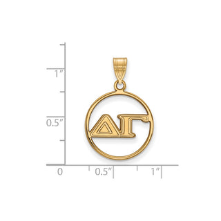 Sterling Silver Gold-plated LogoArt Delta Gamma Sorority Greek Letters Medium Circle Pendant