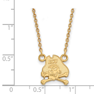 10k Gold LogoArt East Carolina University Pirate Small Pendant 18 inch Necklace 1Y011ECU-18