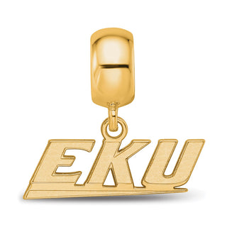 Sterling Silver Gold-plated LogoArt Eastern Kentucky University E-K-U Extra Small Dangle Bead Charm