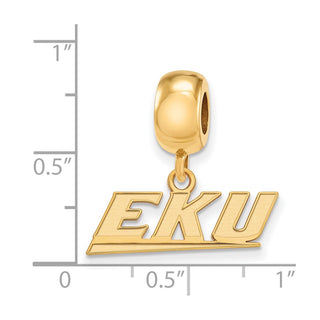 Sterling Silver Gold-plated LogoArt Eastern Kentucky University E-K-U Extra Small Dangle Bead Charm
