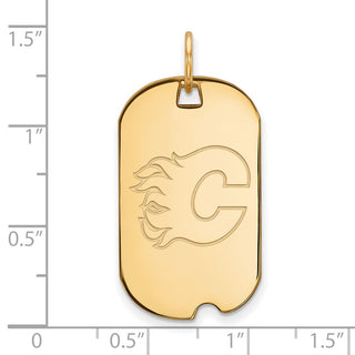 Sterling Silver Gold-plated NHL LogoArt Calgary Flames Small Dog Tag Pendant