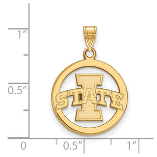 Sterling Silver Gold-plated LogoArt Iowa State University Medium Circle Pendant