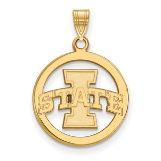 Sterling Silver Gold-plated LogoArt Iowa State University Medium Circle Pendant