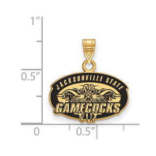 Sterling Silver Gold-plated LogoArt Jacksonville State University Small Enameled Pendant
