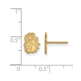 Sterling Silver Gold-plated LogoArt James Madison University Duke Dog Extra Small Post Earrings