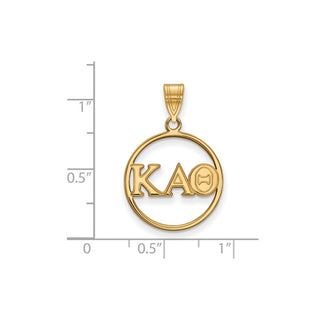 Sterling Silver Gold-plated LogoArt Kappa Alpha Theta Sorority Greek Letters Medium Circle Pendant