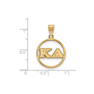 Sterling Silver Gold-plated LogoArt Kappa Delta Sorority Greek Letters Medium Circle Pendant
