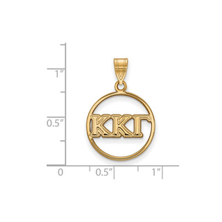 Sterling Silver Gold-plated LogoArt Kappa Kappa Gamma Sorority Greek Letters Medium Circle Pendant
