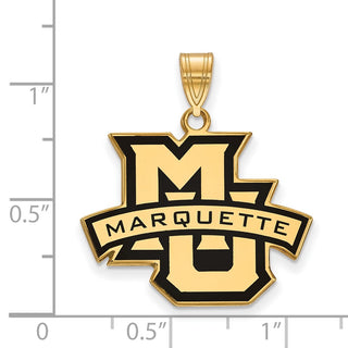 Sterling Silver Gold-plated LogoArt Marquette University Large Enameled Pendant
