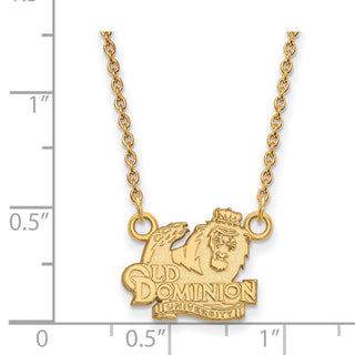 Sterling Silver Gold-plated LogoArt Old Dominion University Small Pendant 18 inch Necklace
