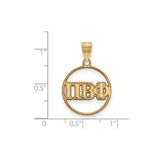 Sterling Silver Gold-plated LogoArt Pi Beta Phi Sorority Greek Letters Medium Circle Pendant