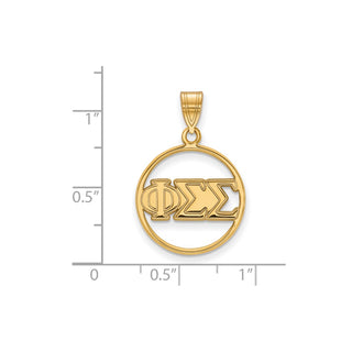 Sterling Silver Gold-plated LogoArt Phi Sigma Sigma Sorority Greek Letters Medium Circle Pendant