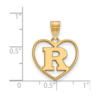Sterling Silver Gold-plated LogoArt Rutgers University Letter R Heart Pendant