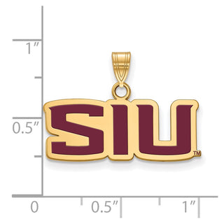 Sterling Silver Gold-plated LogoArt Southern Illinois University S-I-U Small Enameled Pendant