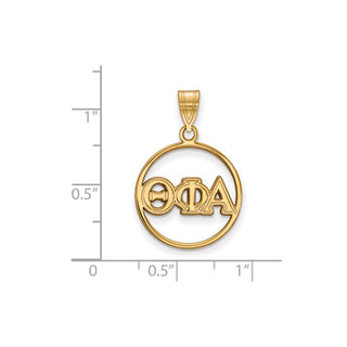 Sterling Silver Gold-plated LogoArt Theta Phi Alpha Sorority Greek Letters Medium Circle Pendant
