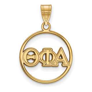Sterling Silver Gold-plated LogoArt Theta Phi Alpha Sorority Greek Letters Medium Circle Pendant