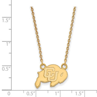 Sterling Silver Gold-plated LogoArt University of Colorado Buffalo Small Pendant 18 inch Necklace