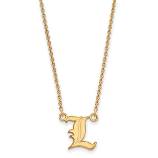 14k Gold LogoArt University of Louisville Letter L Small Pendant 18 inch Necklace