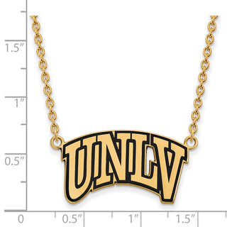 Sterling Silver Gold-plated LogoArt University of Nevada-Las Vegas U-N-L-V Large Enameled Pendant 18 inch Necklace