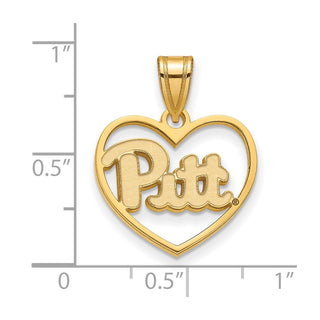 Sterling Silver w/Gold-plating LogoArt University of Pittsburgh Pendant in Heart