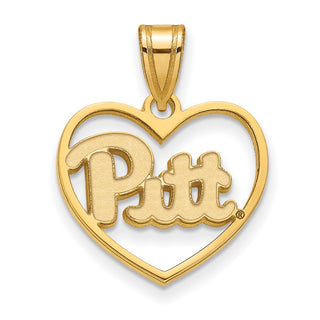 Sterling Silver w/Gold-plating LogoArt University of Pittsburgh Pendant in Heart