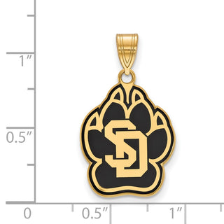 Sterling Silver Gold-plated LogoArt University of South Dakota Large Enameled Pendant