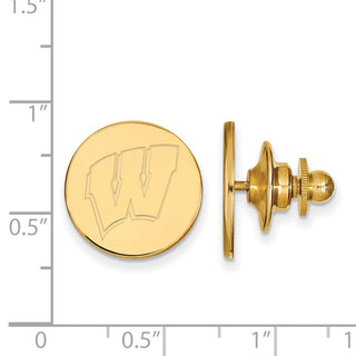 Sterling Silver Gold-plated LogoArt University of Wisconsin Letter W Lapel Pin