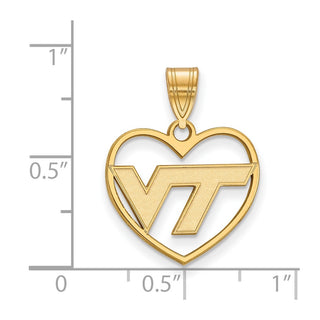 Sterling Silver Gold-plated LogoArt Virginia Tech V-T Heart Pendant