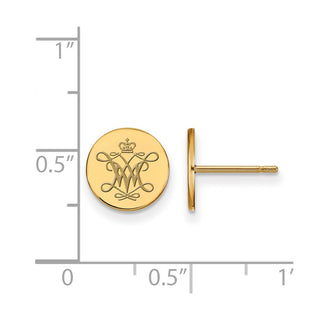 Sterling Silver Gold-plated LogoArt College of William and Mary Extra Small Enameled Disc Earrings