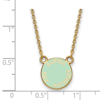 Sterling Silver Gold-plated LogoArt Alpha Epsilon Phi Extra Sorority Text Small Color Enamel Pendant 18 inch Necklace GP012AEP-18